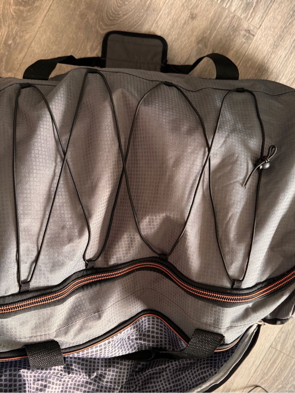 Gray Men's Travel Backpack with Exterior Bungee and Zip Pockets